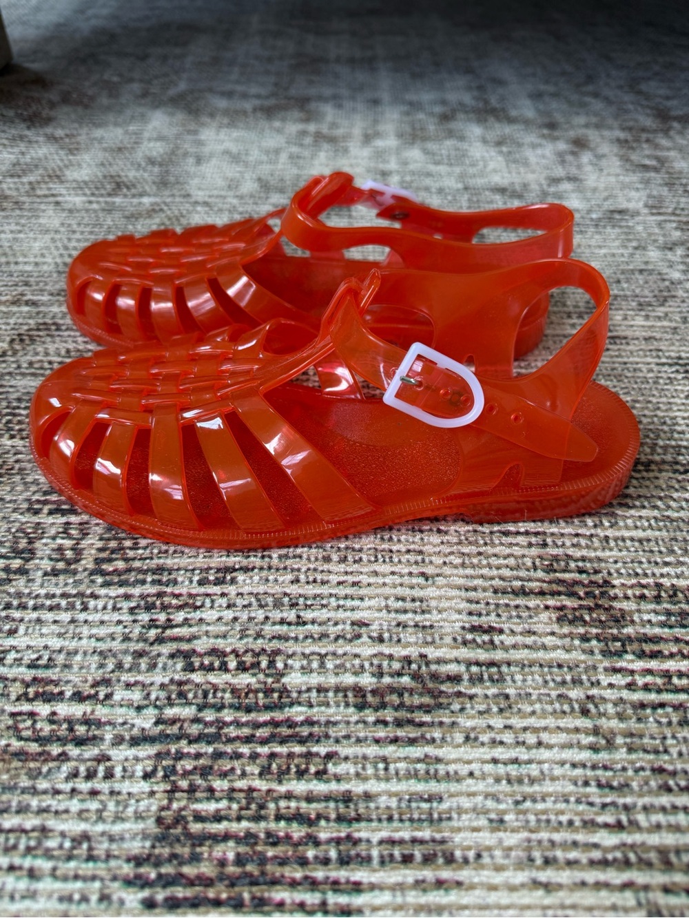 Meduse Bright Orange Jelly Kids Sandals with Buckle